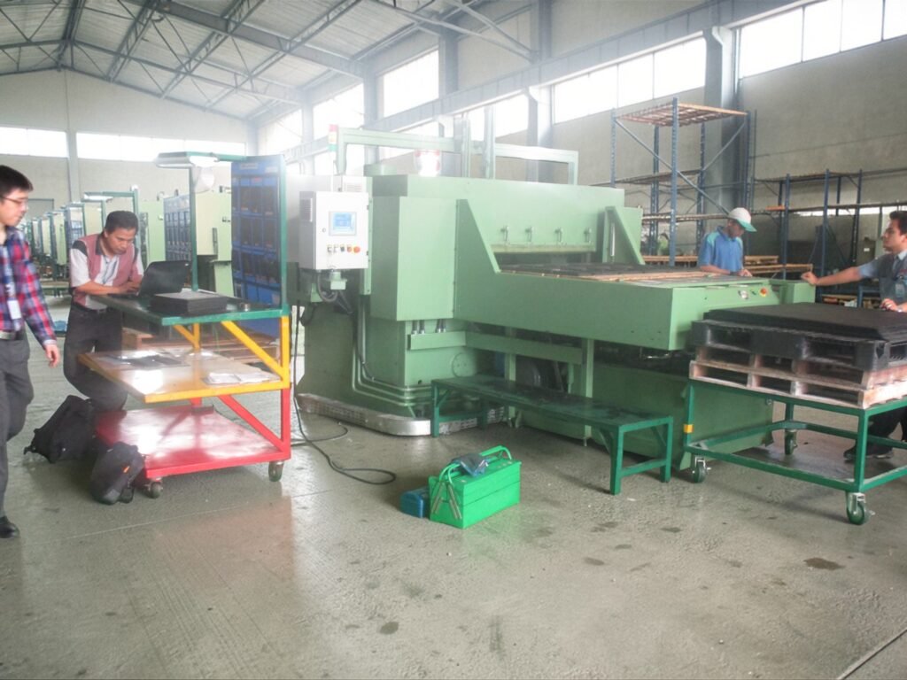 RECEDING HEAD DIE CUTTING PRESS WITH MOVING TABLE